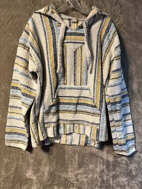 Molina Mexican Baja Hoodie Striped Drug Rug Pullover XL